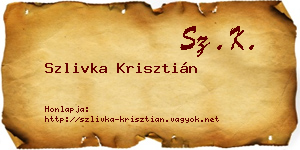 Szlivka Krisztián névjegykártya